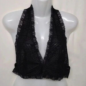 Zenana Outfitters Black Lace Halter Bralette